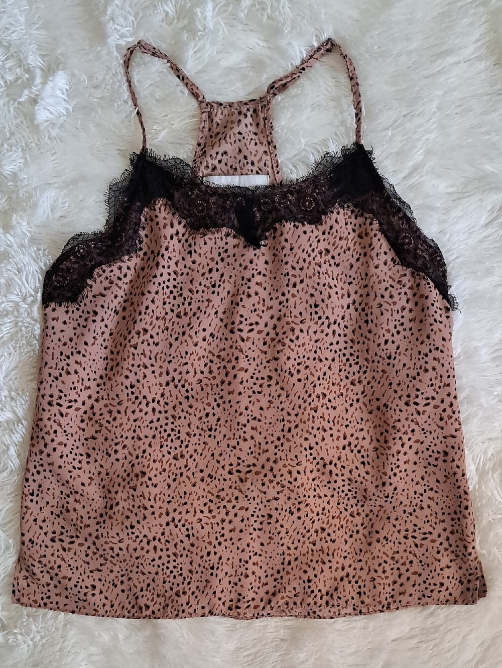 Elizabeth Crosby LA Leopard Print Lace Trim Cami - S